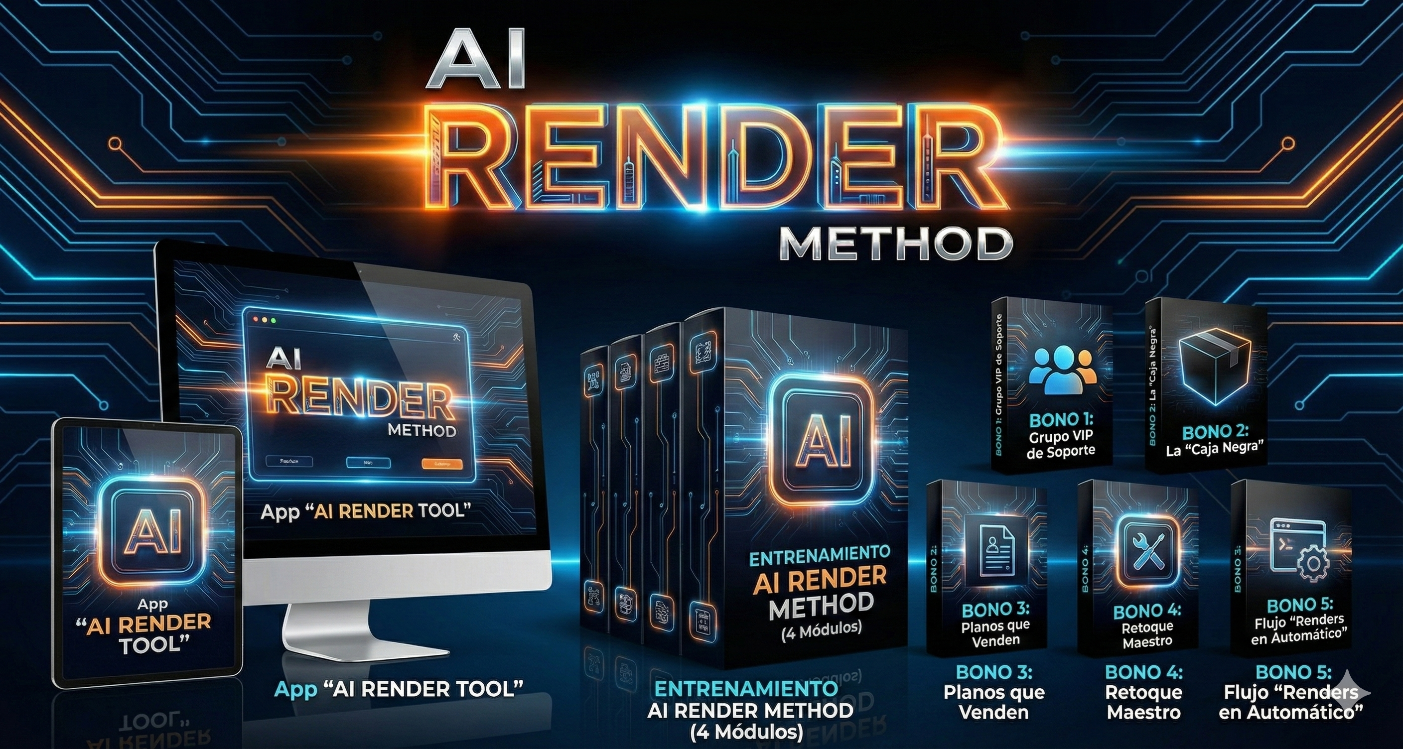 Mockup Paquete AI Render Method